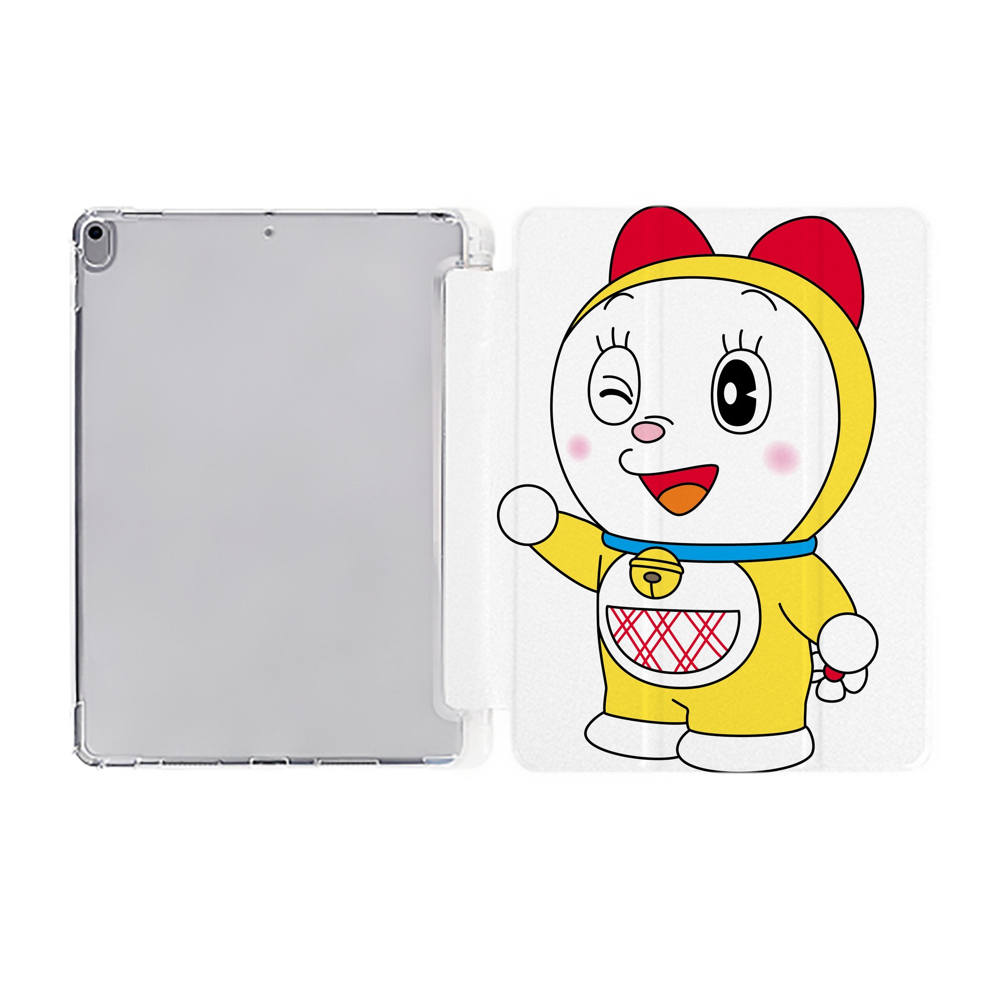 （画像用） ドラえもん ドラミ Doraemon Dorami IPad ケース ペン収納付き 三つ折りスタンド PUレザー×シリコン 対応機種9.5/10.5/10.9インチ